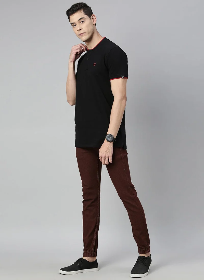 Urbano Fashion  Urbano Fashion Men's Brown Slim Fit Washed Jogger Jeans Stretchable for Men | Best Price UAE